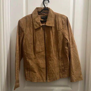 BERNARDO Python Snake Animal Print Genuine Leather Lined Zip Front Jacket XL